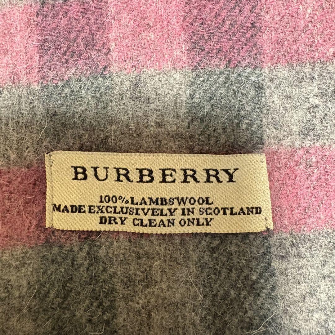 【状態良好】　BURBERRY バーバリー　ウール　マフラー　スカーフ　ピンク