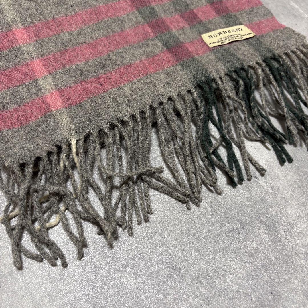 【状態良好】　BURBERRY バーバリー　ウール　マフラー　スカーフ　ピンク