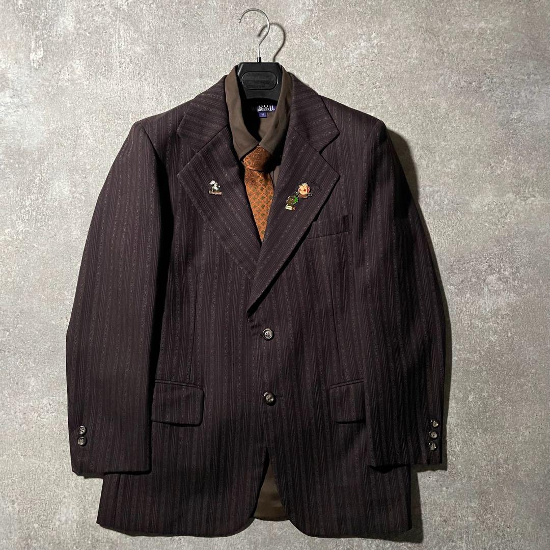 NO.90 【vintage】 セットアップ ダブル ピンズ　ネクタイ ブラウン