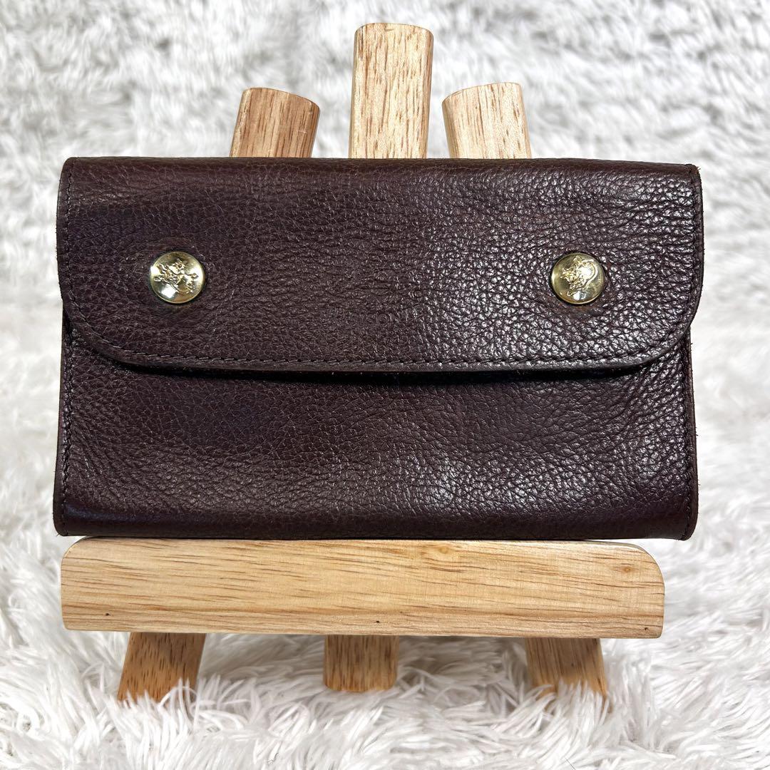 【GOZEN！】イルビゾンテ コンパクトミニ財布 シボ革レザー ブラウン GOZEN様専用！】イルビゾンテ コンパクトミニ財布 シボ革レザー