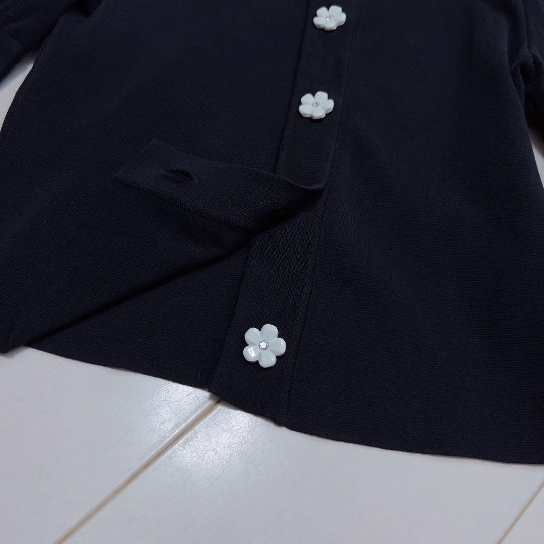 ☆M'S GRACY☆【未使用】ブラックリボンお花半袖カーディガン サイズ38♡ ☆M'S GRACY☆【未使用】ブラックリボンお花半袖カーディガン