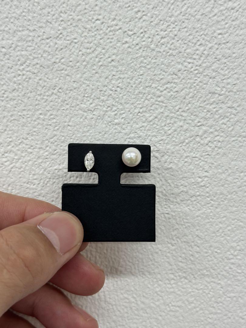 ★0.382ct★✨マーキスダイヤモンドあこや真珠7mmスタッドピアスイヤリング