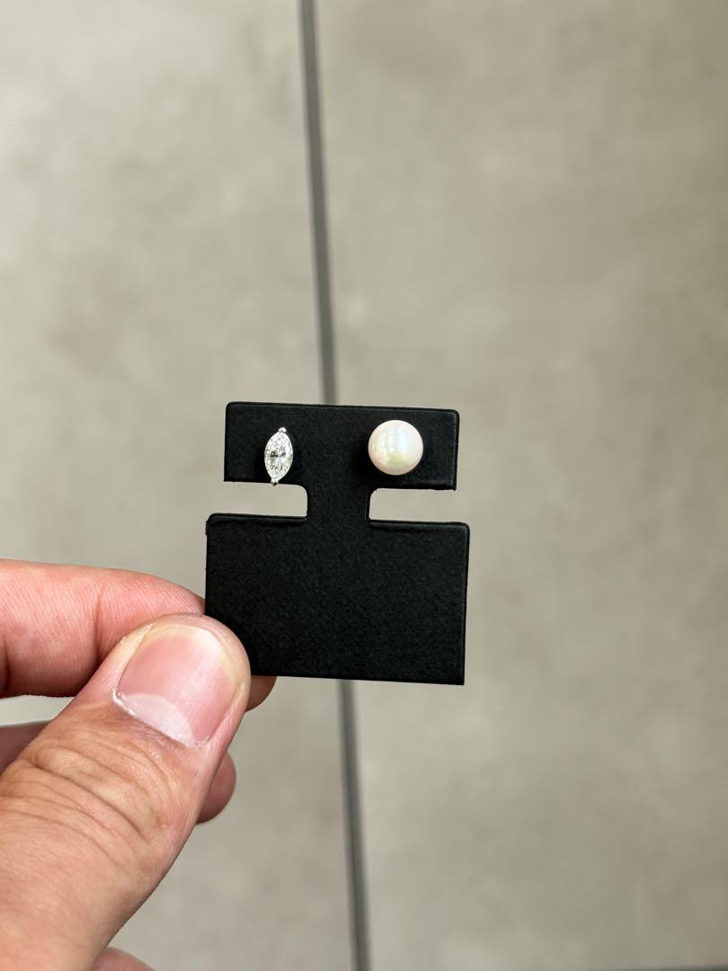★0.382ct★✨マーキスダイヤモンドあこや真珠7mmスタッドピアスイヤリング