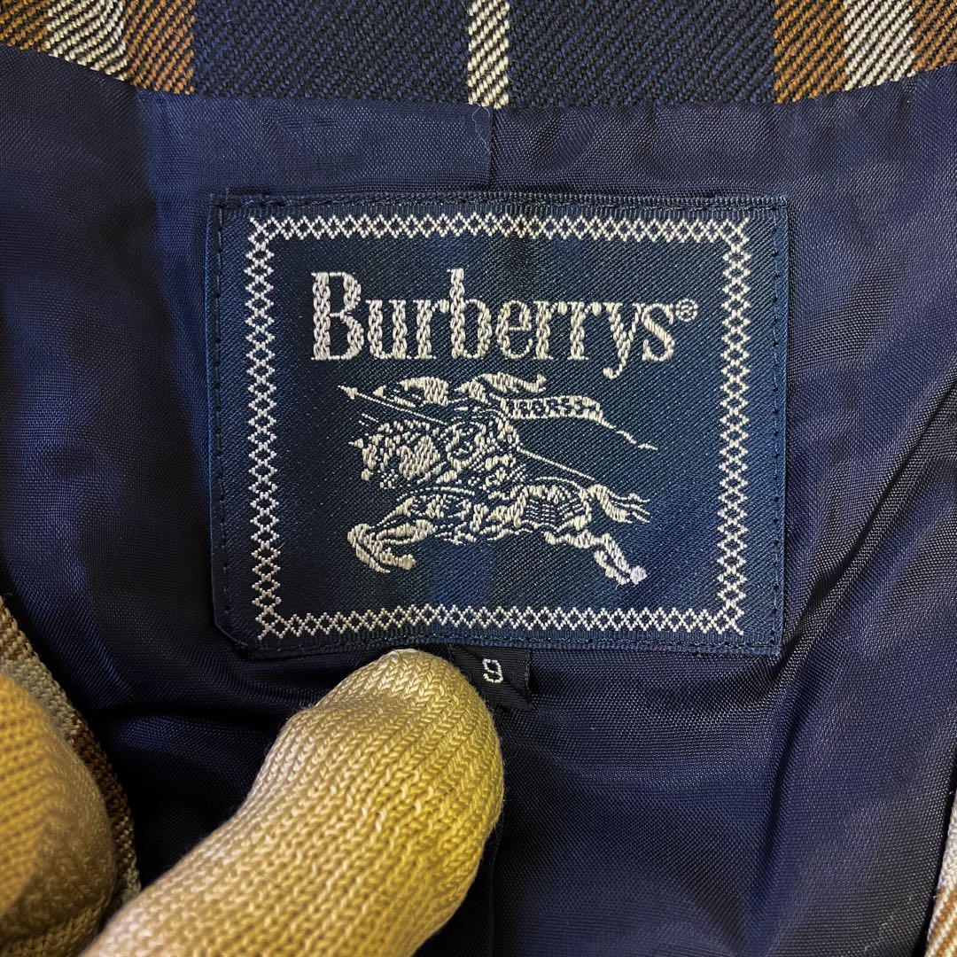 【美品】BURBERRY ベスト 英国チェック ウール ブラウンネイビー 9AR 美品】BURBERRY ベスト 英国チェック ウール ブラウンネイビー 9AR