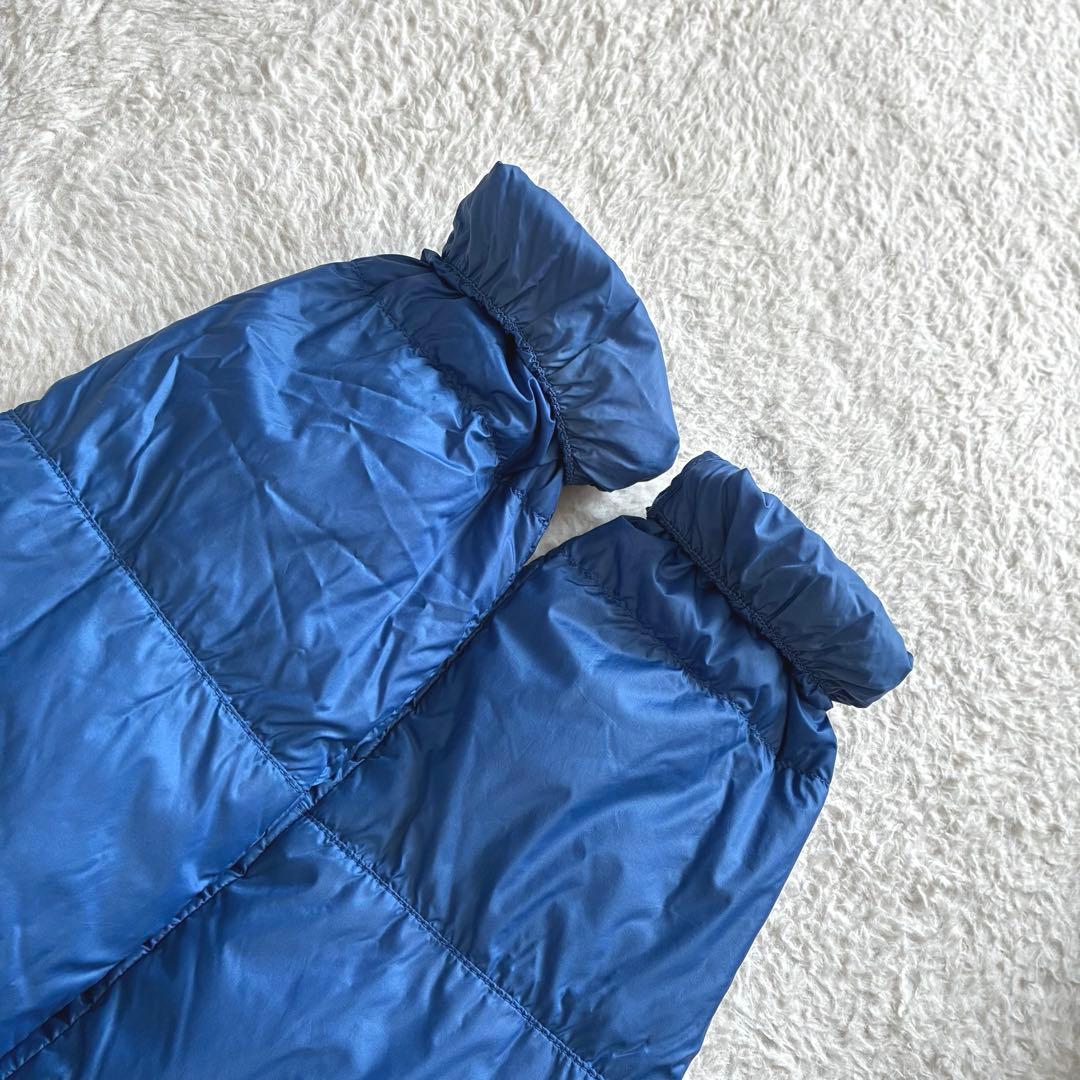 美品 ピレネックス 希少色 カンヌ ノーカラーダウンジャケット 青 美品 ピレネックス 希少色 カンヌ ノーカラーダウンジャケット 青