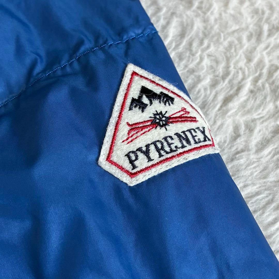 美品 ピレネックス 希少色 カンヌ ノーカラーダウンジャケット 青 美品 ピレネックス 希少色 カンヌ ノーカラーダウンジャケット 青