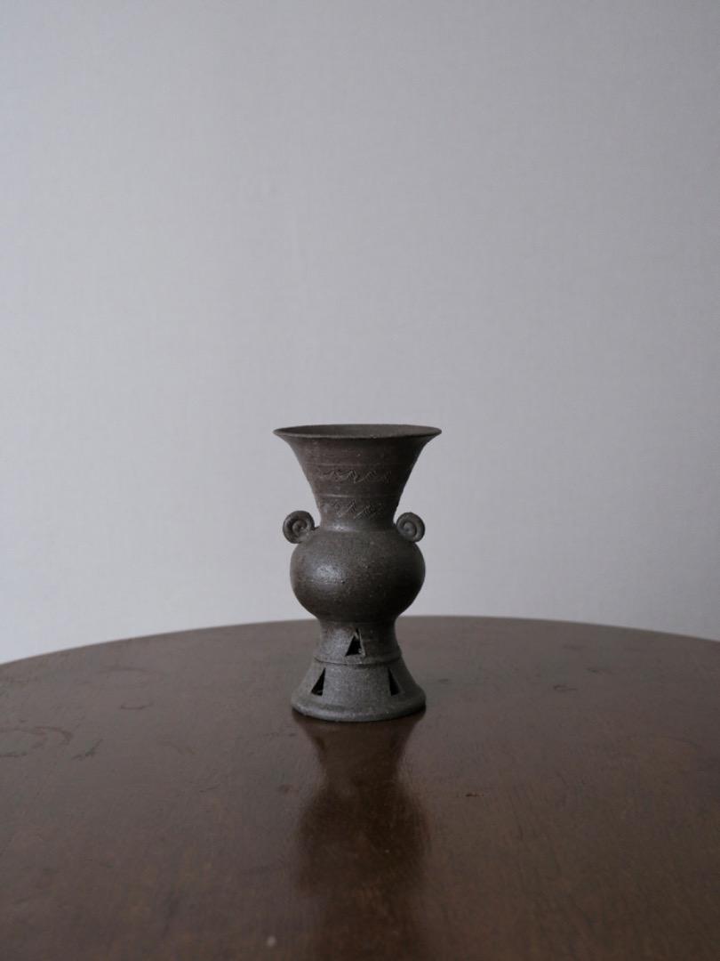手造り　広口双耳壷　須恵器　高杯　花瓶　輸入品　箱付　Q1633