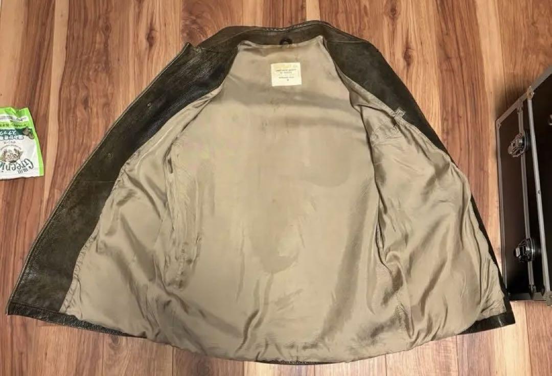 フレンチボンバージャケット vintage  ブラウン レザー L