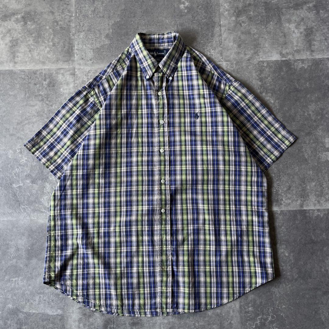 90s Ralph Lauren タータンチェック BDシャツ XXL A266