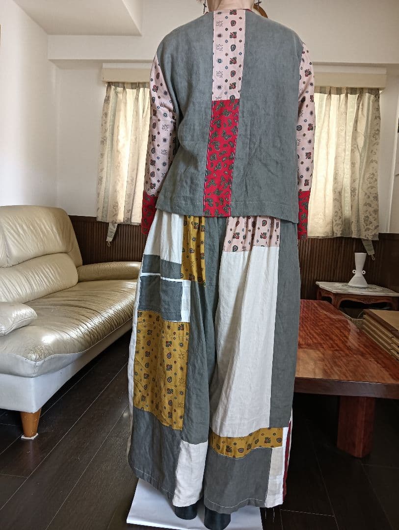 ハンドメイドパッチワーク上下セット