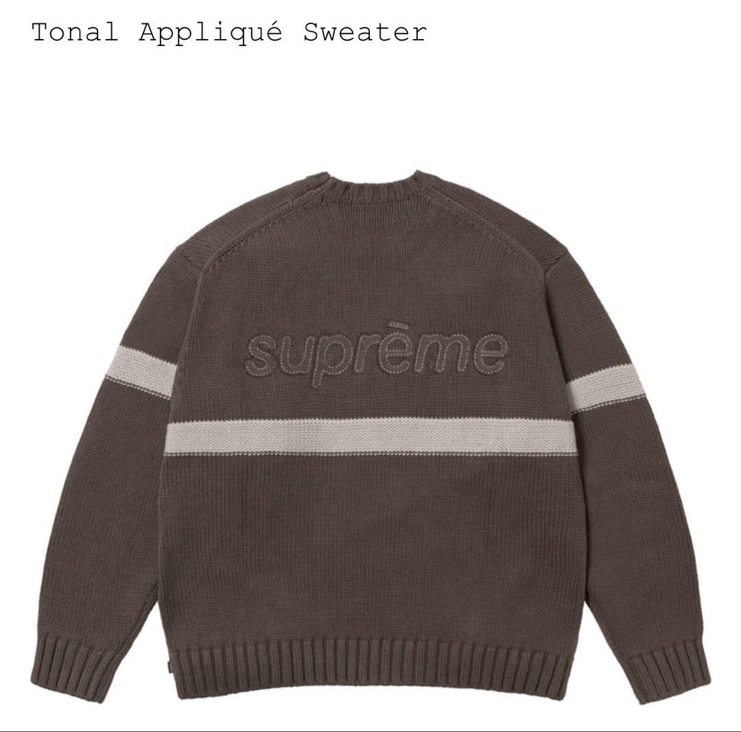 トップス supreme Tonal Applique Sweater brown M