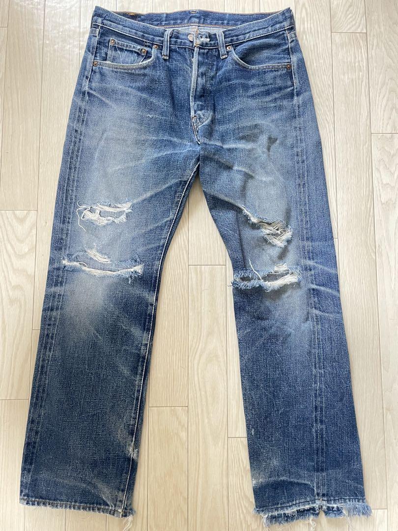 ダメージ加工ストレートレッグデニム
