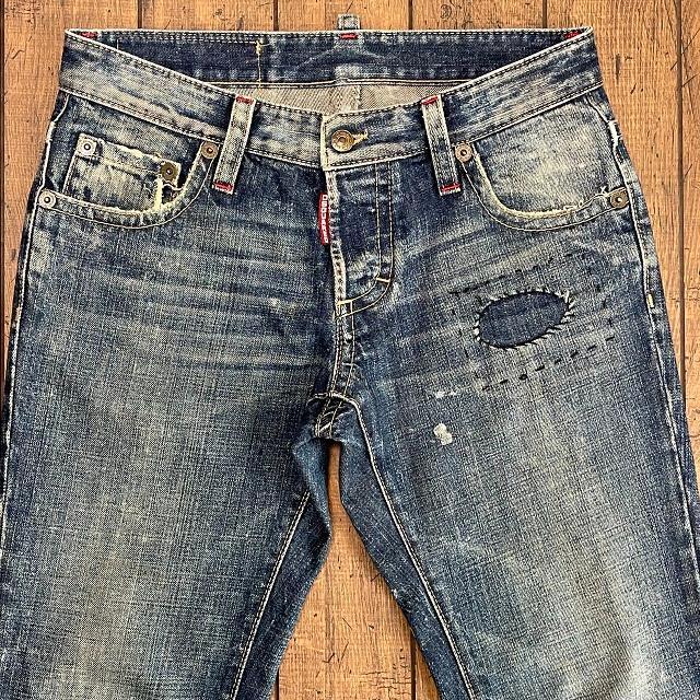 だきますよ DSQUARED2 D2 ダメージ リペアデニム 9E85h-m46902698055 スリムストレート Sサイズ ございまし