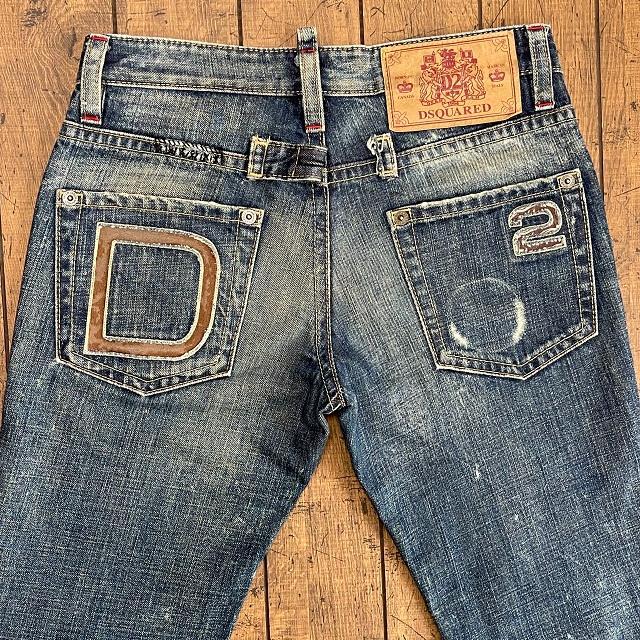 だきますよ DSQUARED2 D2 ダメージ リペアデニム 9E85h-m46902698055 スリムストレート Sサイズ ございまし