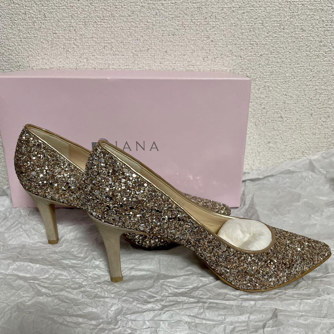 DIANA ゴールドグリッター ハイヒール 22.5cm ヒール約8cm