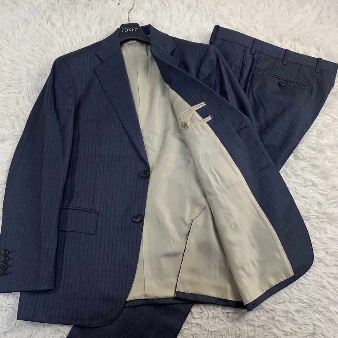 【美品】Paul Stuart スーツセットアップ ストライプ柄 ネイビー