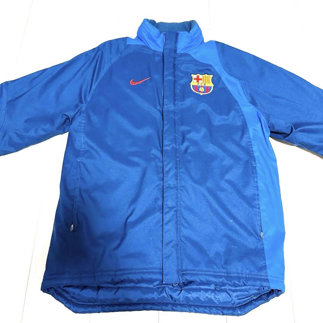 希少‼️NIKE ナイキ FCバルセロナ ベンチコート ハーフネイビー　中綿　S