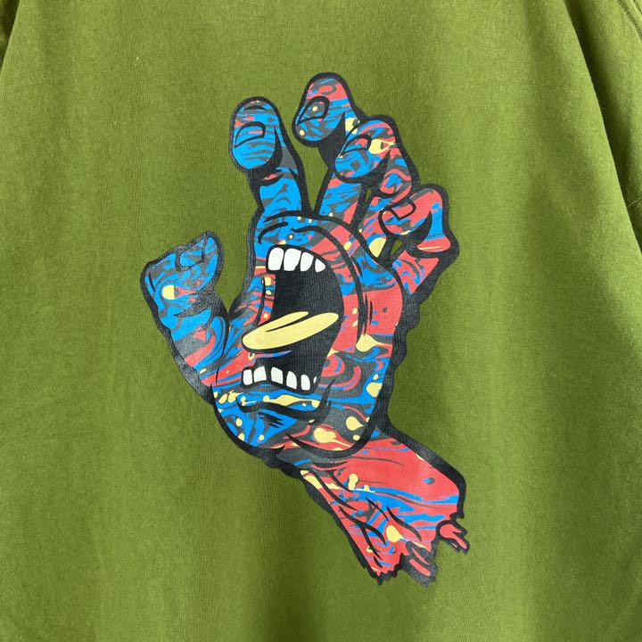 ーーーー☑ 人気カーキグリーン✖️黄金サイズ SANTACRUZバックプリント古着Tシャツ Is9Pg-m46920302335 のサイズ