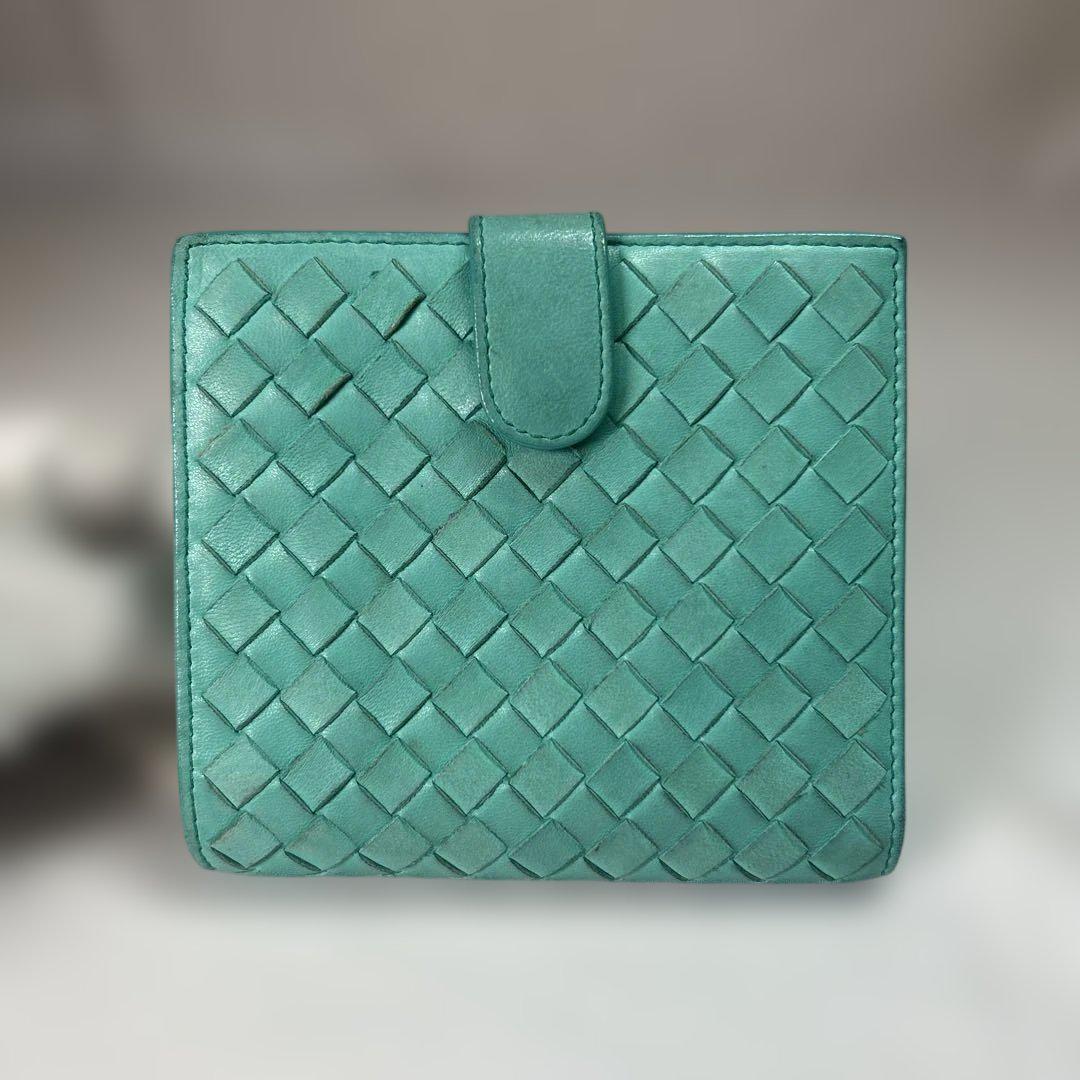 【sr】BOTTEGA VENETA 二つ折り財布 ターコイズ