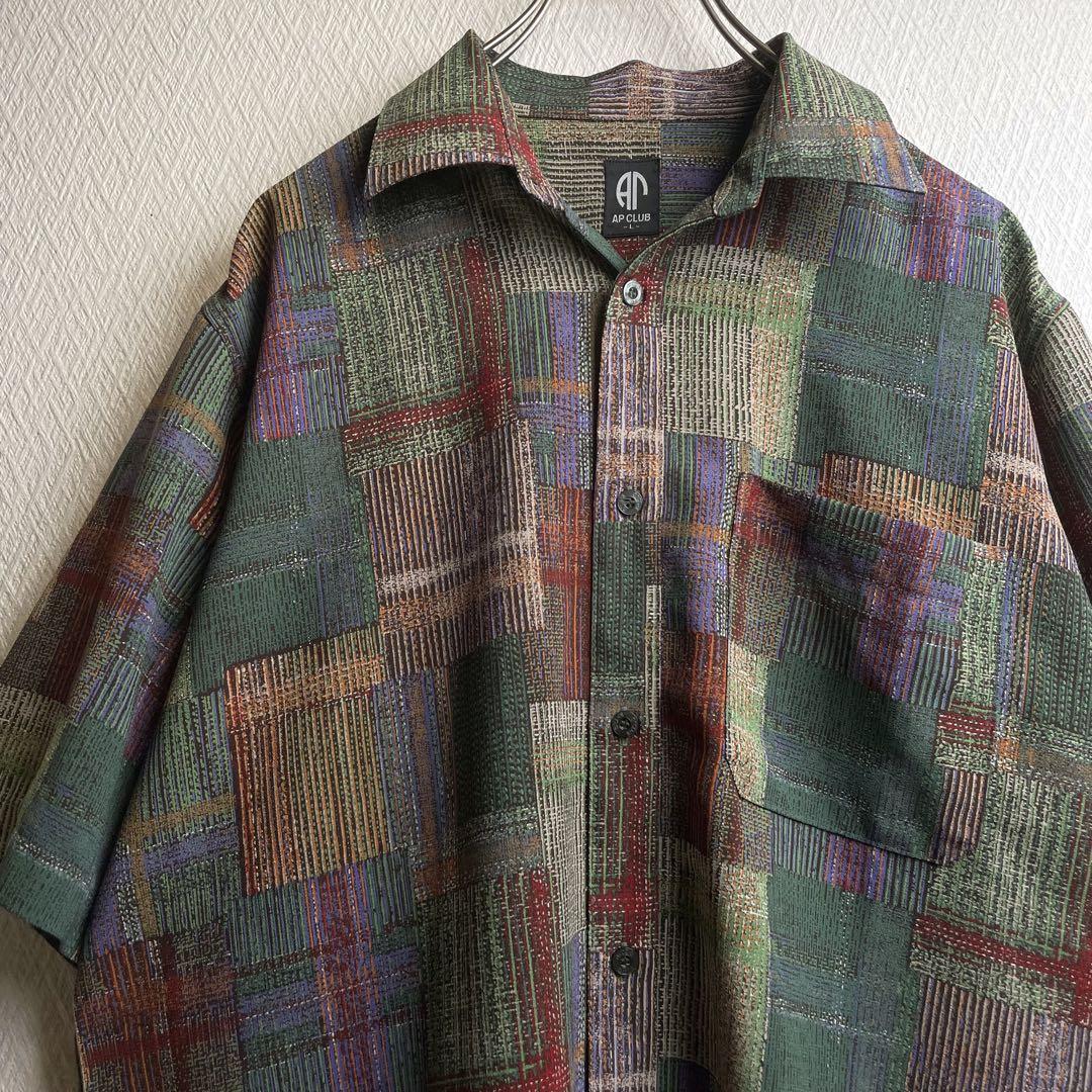 古着 レトロ シャツ 柄シャツ ガラシャツ 総柄 デザインシャツ
