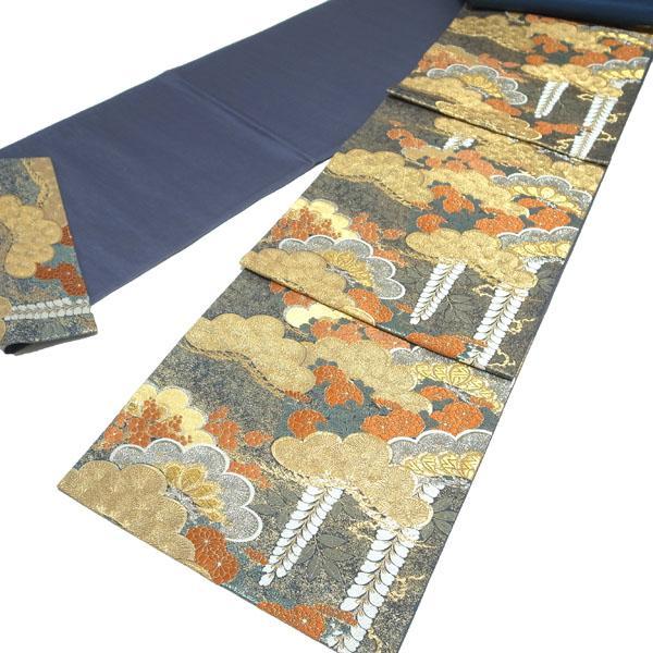 袋帯 京都 西陣 金銀糸 シャンパンゴールド 草花 上質 絹 中古 kp1472 西陣 - 袋帯 京都 西陣 金銀糸 シャンパンゴールド 草花 上質 絹