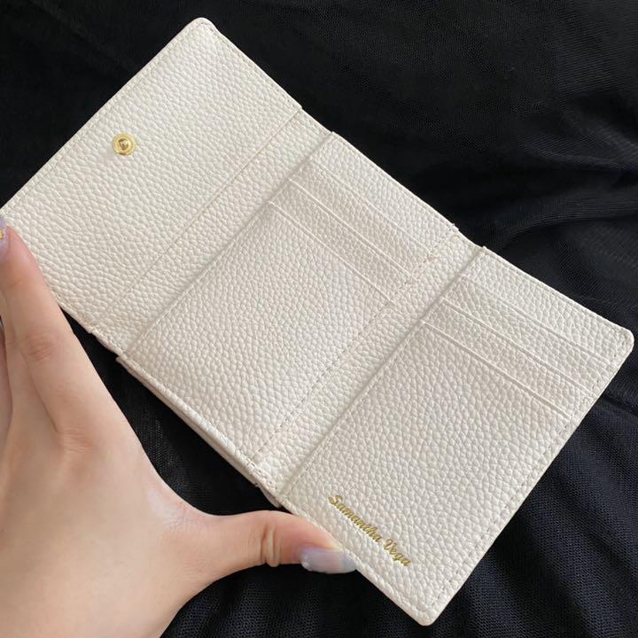 SAMANTHAVEGA ホワイト Fj862-m46936534970 シンプルビジュー折財布 超激得在庫