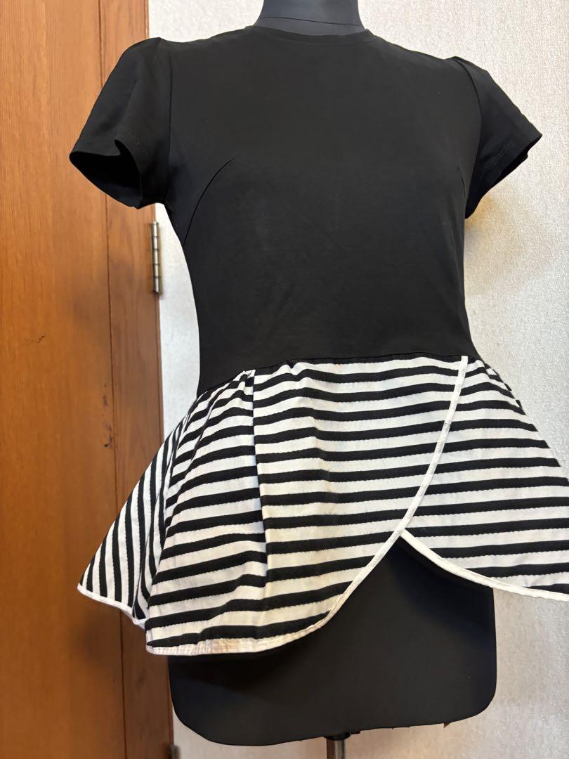 BORDERS at BALCONY PEPRUM TEE 黒36 トップス