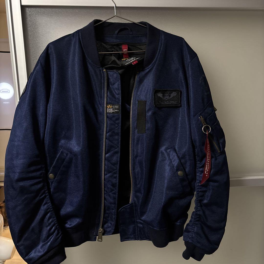 ALPHA INDUSTRIES MA-1メッシュジャケット ネイビー ALPHA INDUSTRIES MA-1 メッシュライディングジャケット - メルカリ