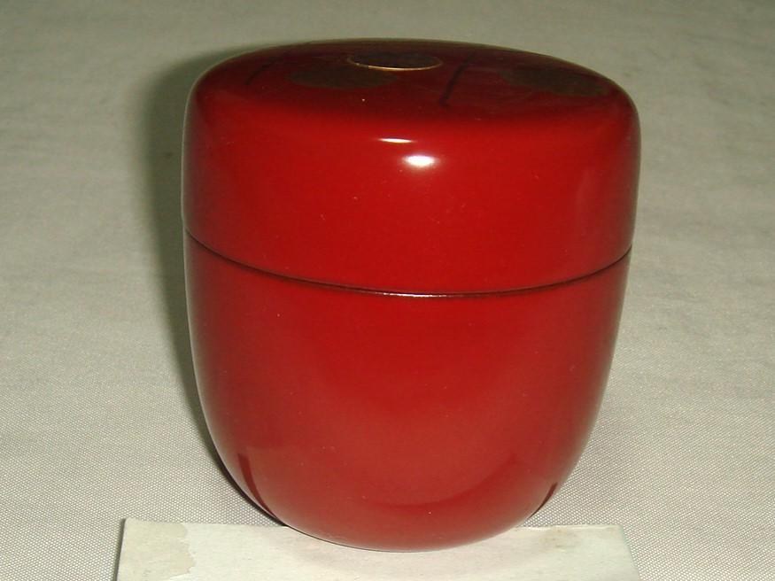 茶道具　蒔絵師観斎作　螺鈿細工棗　螺鈿細工入朱垣菊蒔絵中棗　美品　骨董！！！