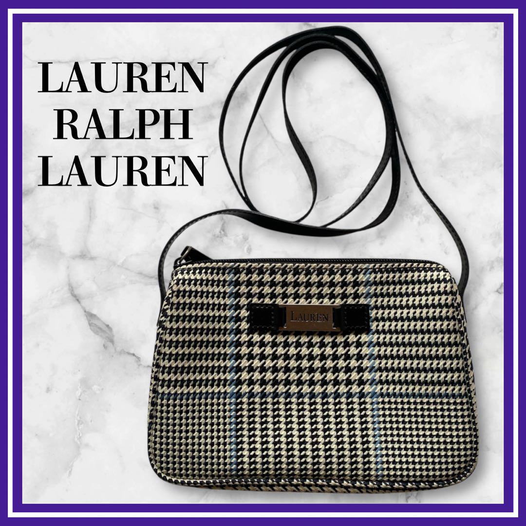 極美品✨ラルフローレン ショルダー バッグ 千鳥格子 レザーハンド シルバー