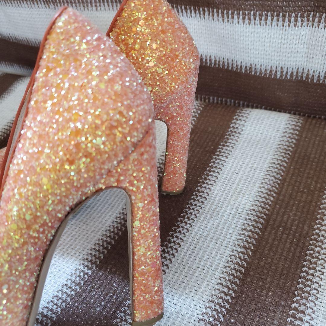 ☆美品☆miu miu ☆23.5センチ☆オレンジ☆ グリッター