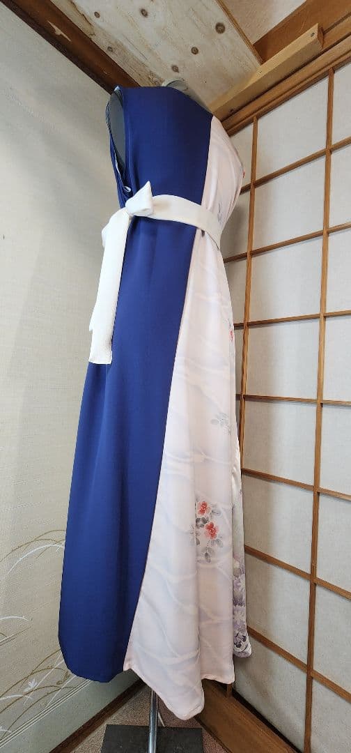 振袖着物リメイクワンピース正絹ウエストリボン付き着丈125センチ身幅60センチ