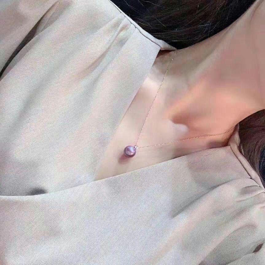 照り最強】ナチュラル パープル 淡水 パール ネックレス ピアス