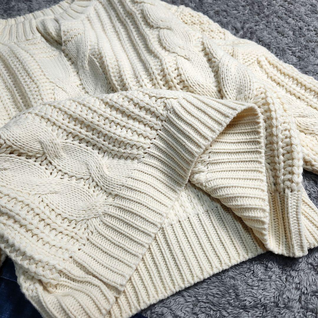 ルシェル ルシエル ビッグケーブル アラン キーネック ニット セーター