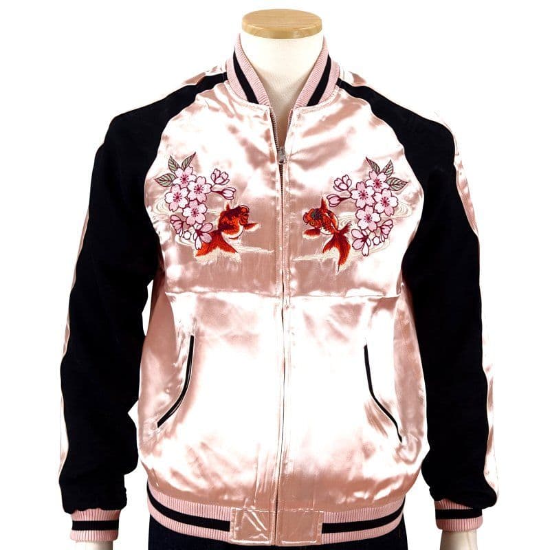 ジャパネスク/花旅楽団/金魚/スカジャン/ピンク/3rsj-702