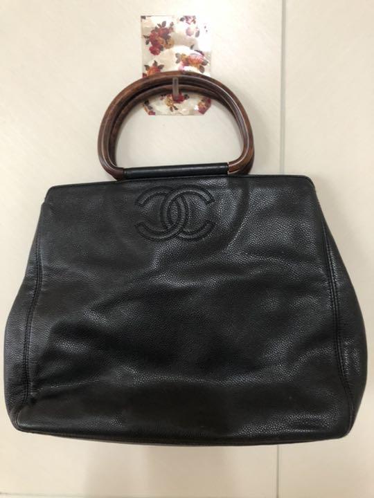 珍しい ヴィンテージ CHANEL シャネル ウッドハンドルバッグ