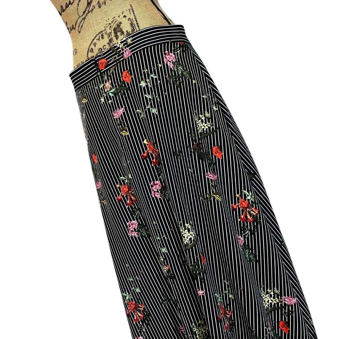 【美品✨️】【44】INDIVI ストライプ 花柄 スカート 大きいサイズ
