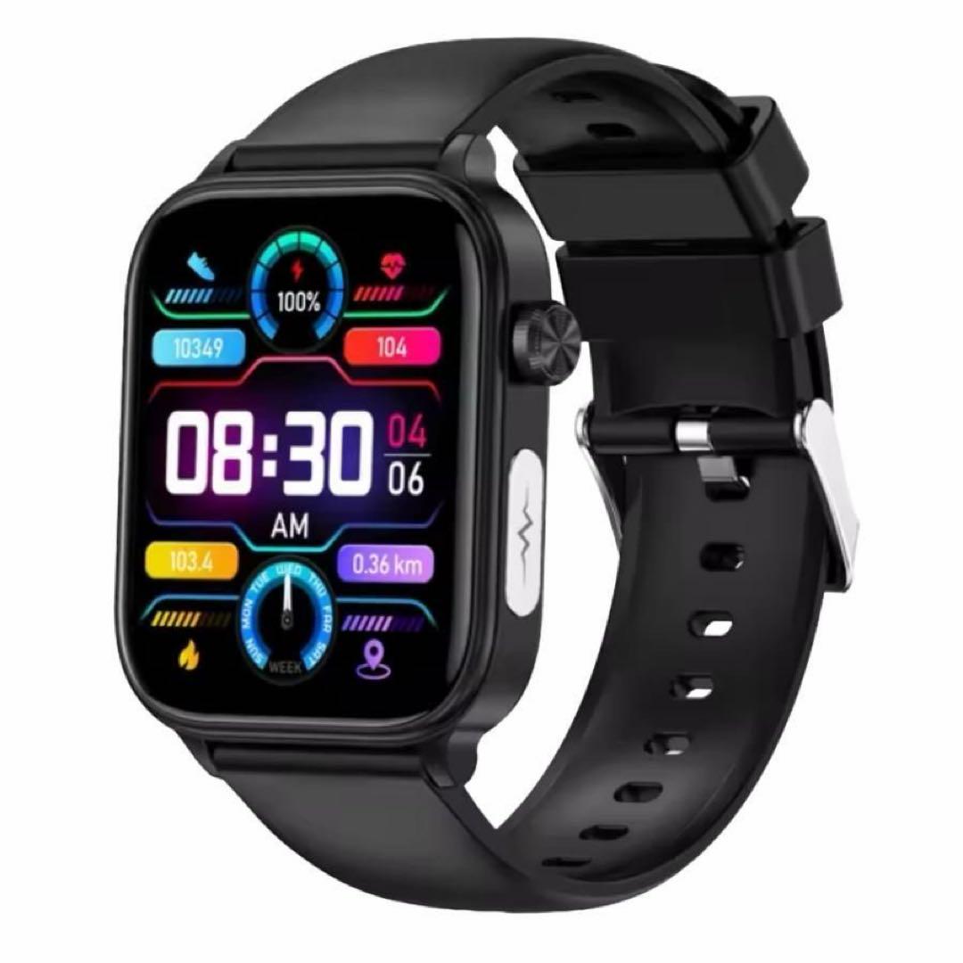 ブラック 血圧 血糖 心電図 スマートウォッチ