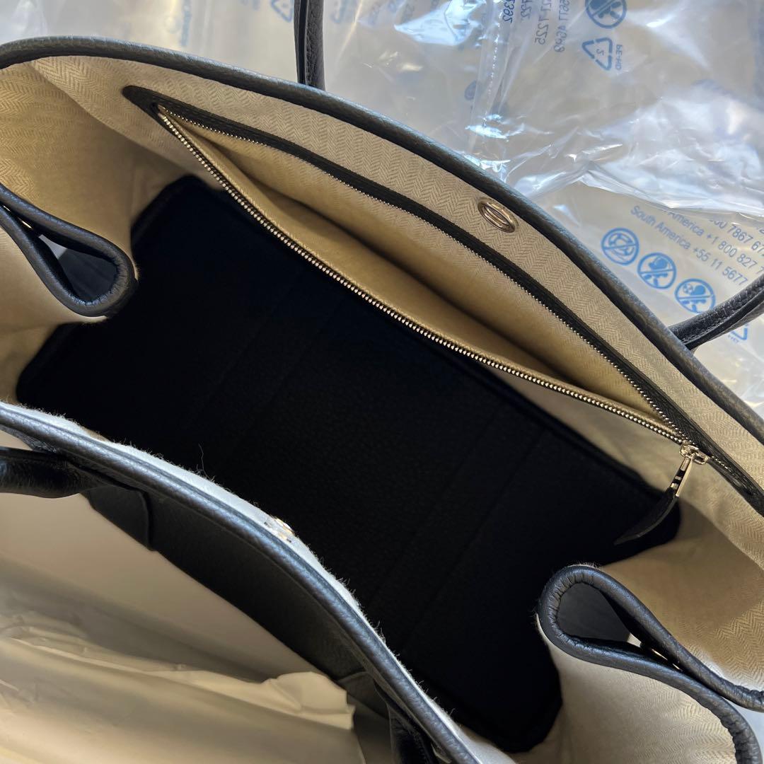 卓出 新品 エルメス ガーデンパーティーPM黒36cm ノアール HERMES