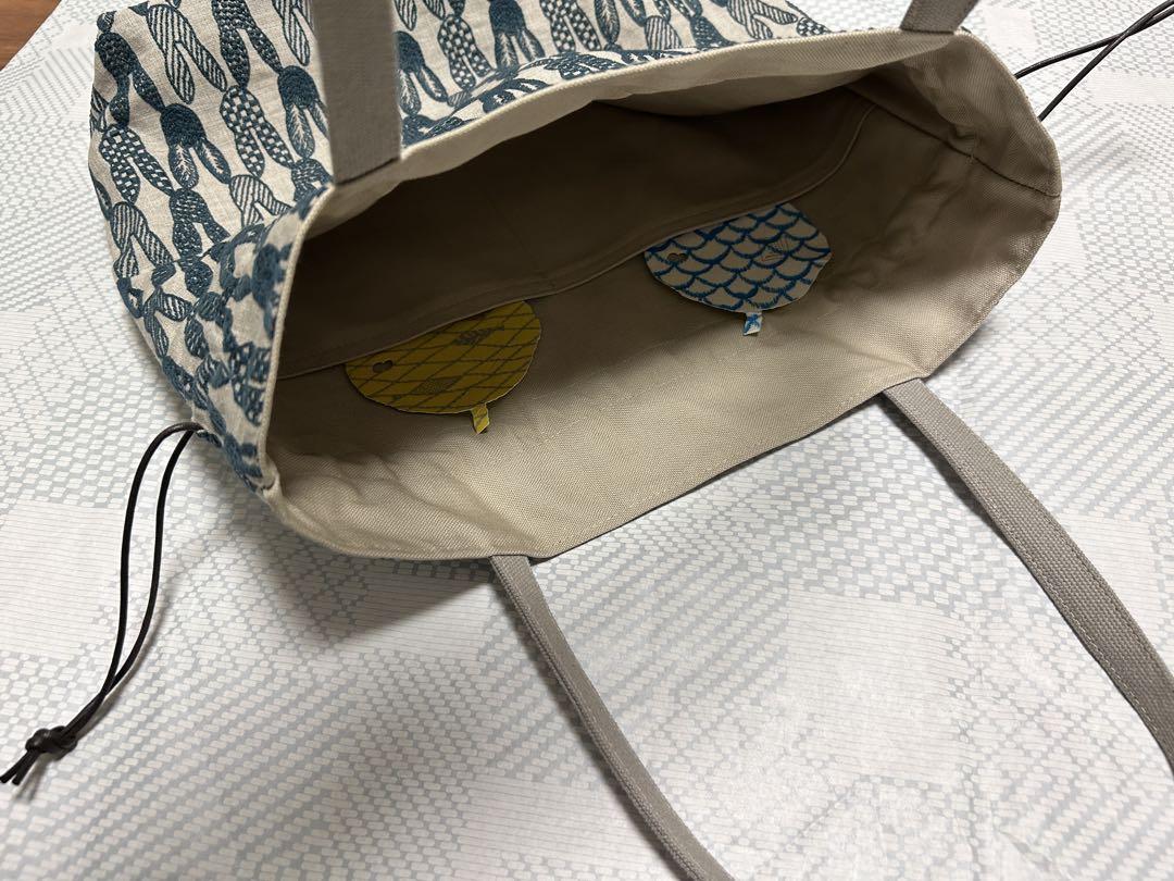 ハンドメイド♡ミナペルホネン♡新色ponnpia♡ベージュ♡きんちゃくトート