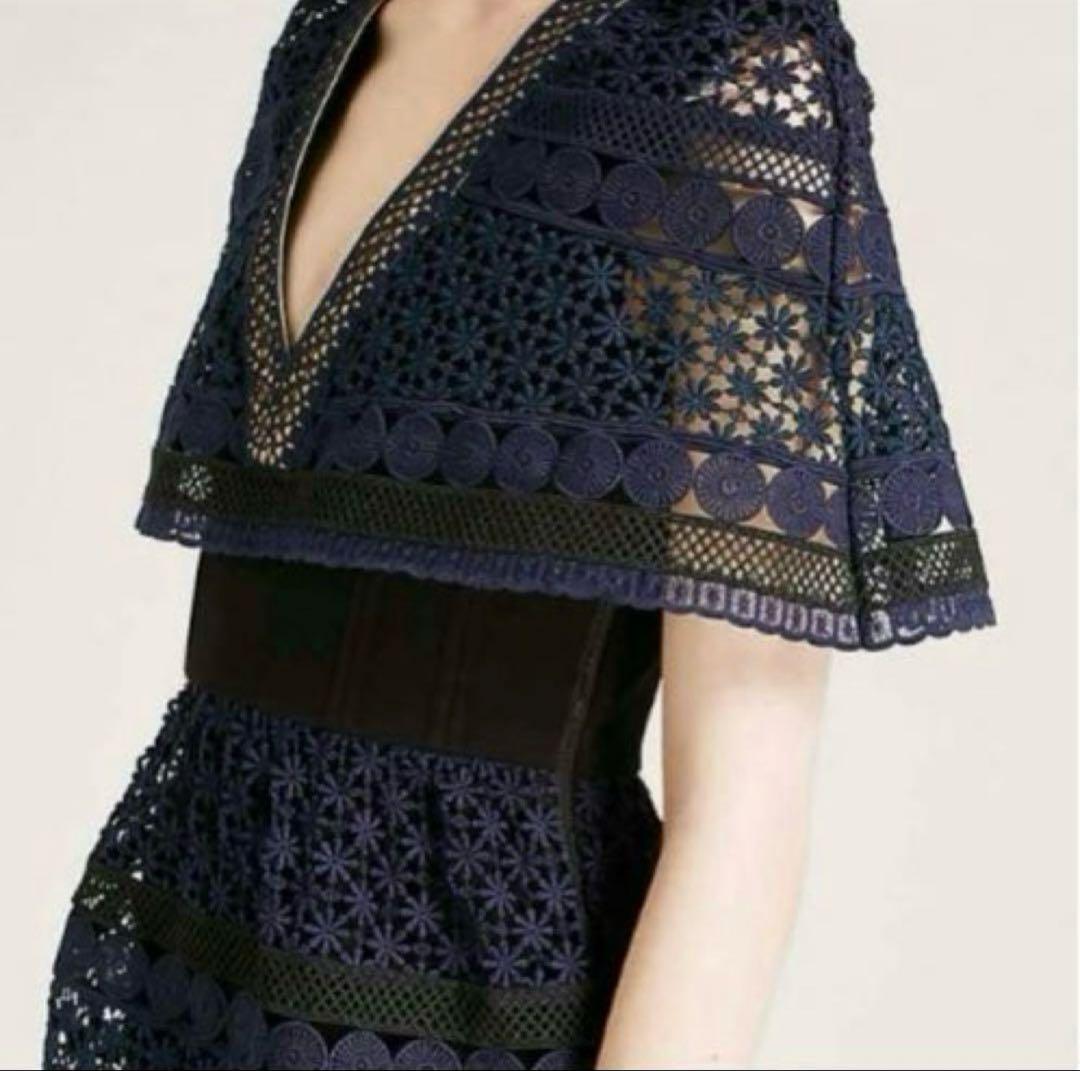 SELF PORTRAITセルフポートレイトワンピースレースフリルドレスUK8