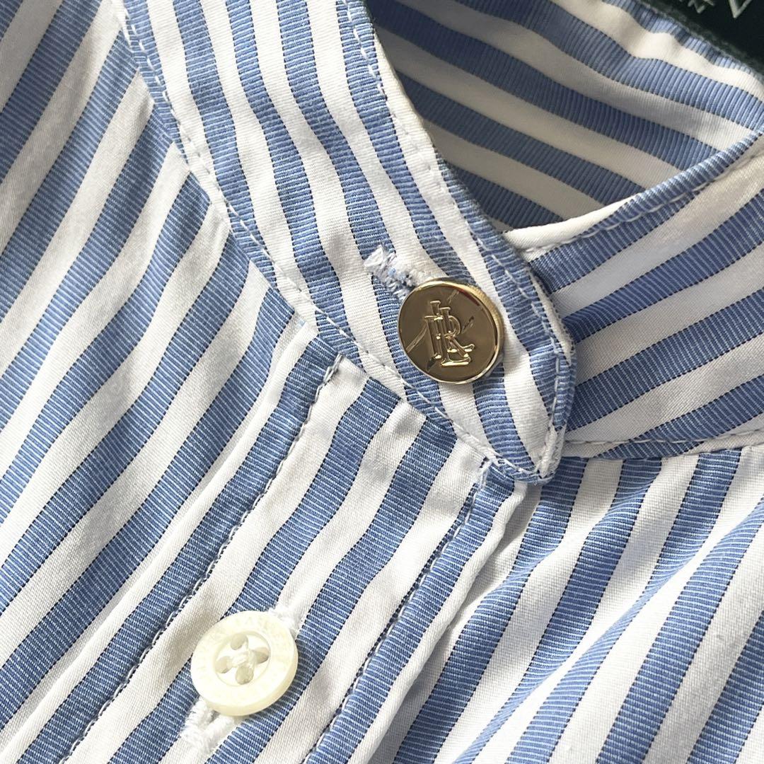【大きいサイズ】ラルフローレン ロングシャツワンピース ストライプ 金ボタンXL 大きいサイズ】ラルフローレン ロングシャツワンピース