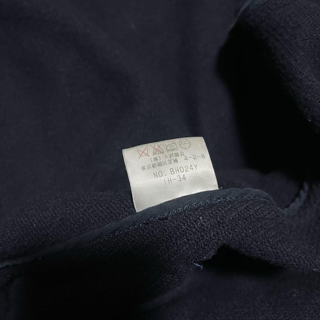 【良品】LACOSTE 濃紺 厚手 ヘリンボーン ダッフルコート 3