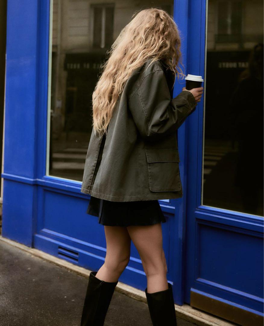 【美品】ZARA コーデュロイ襟ワックス加工ジャケット