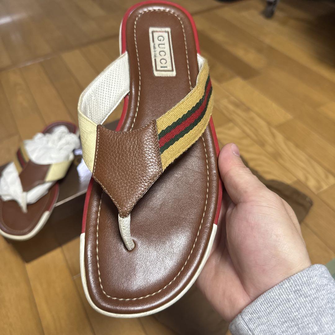GUCCI トングサンダル ブラウン レッド　グッチ