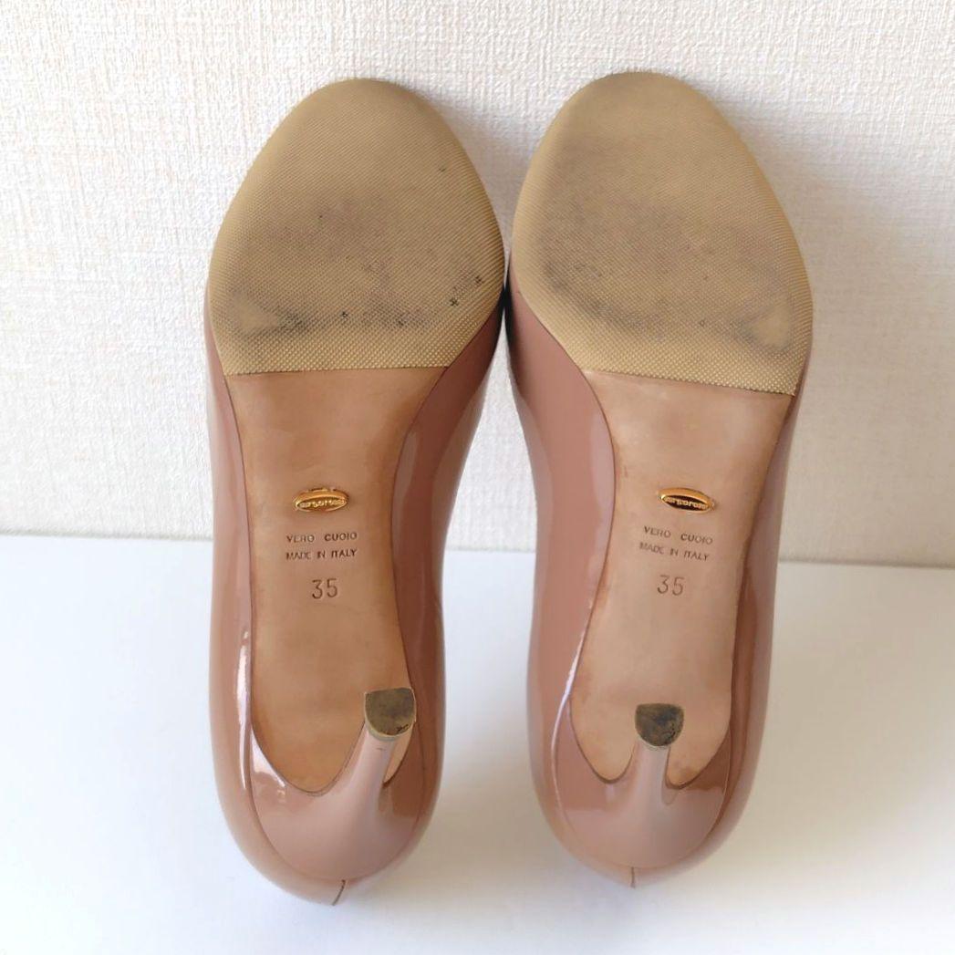 美品✨️セルジオロッシ　パンプス　ピンヒール　ベージュ　エナメル　22cm