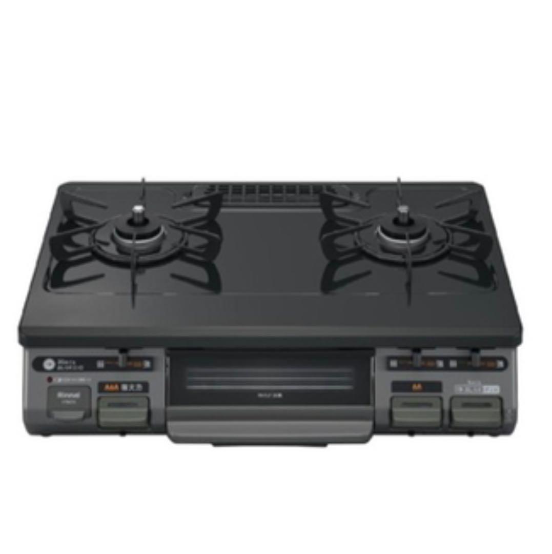 リンナイ ガステーブル 幅59cmLPガス用 左側強火 ブラック KRT670L
