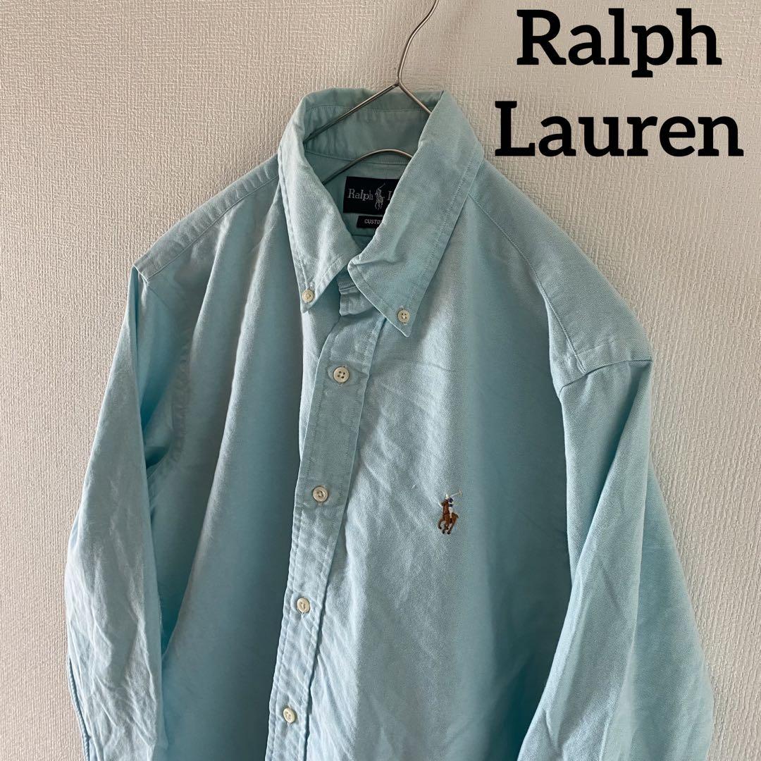 レアカラーRalphLaurenラルフローレン長袖BDシャツメンズsm水色Y2K