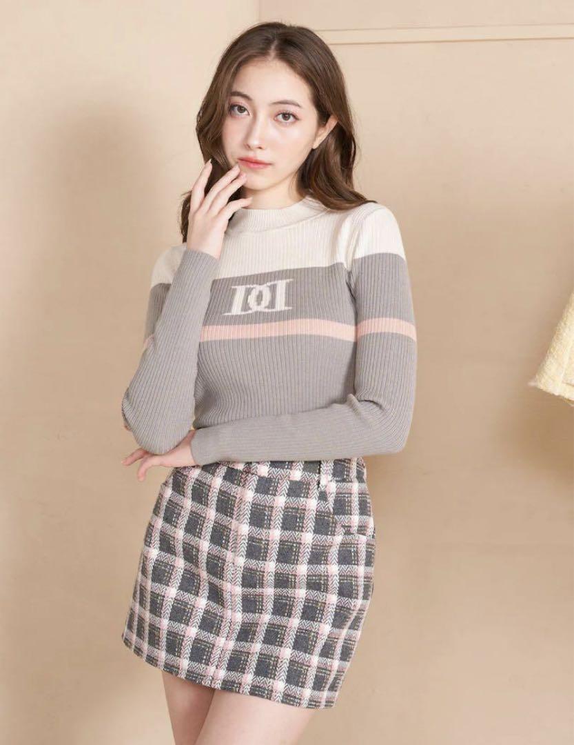 ダーリッチ ラインDDリブニットトップス GRY