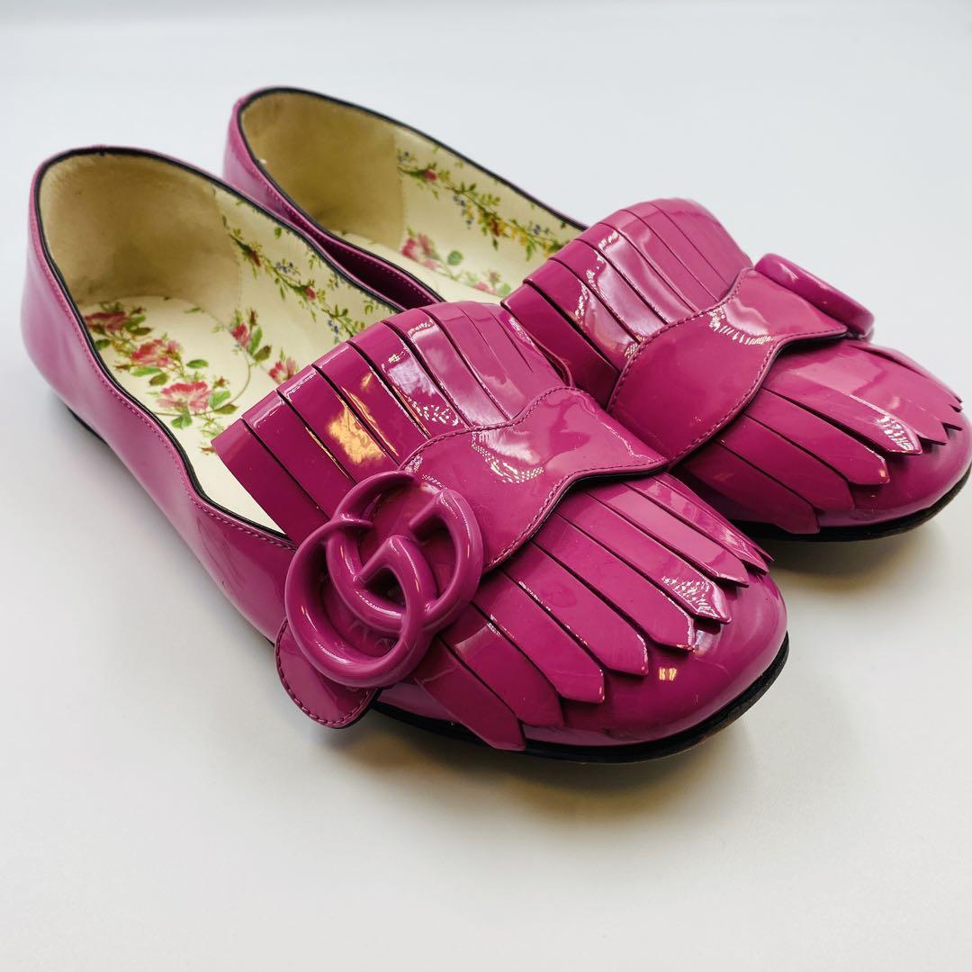 今年も話題の 美品】GUCCI マーモント34 フラットシューズ 花柄 パンプス 靴